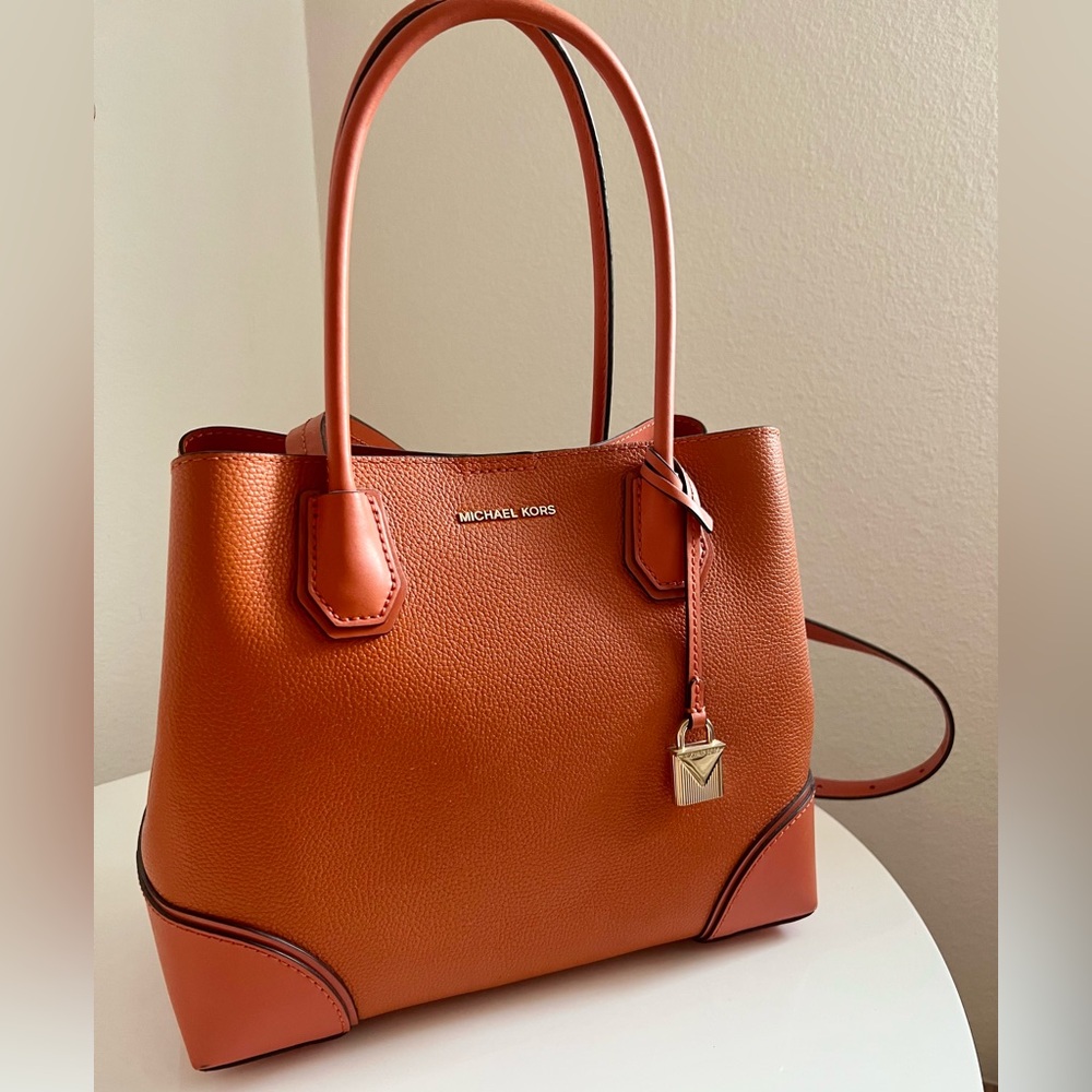 Michael Kors Mercer Corner Zip Tote in Tangerine